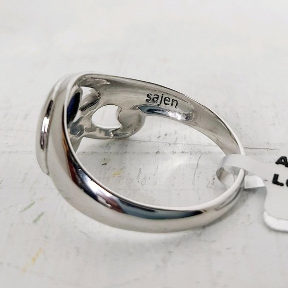 NEW Sterling Silver Ring Lapis Egyptian Eye of Horus .925 Signed Sajen Size 11.5 - Picture 2 of 5